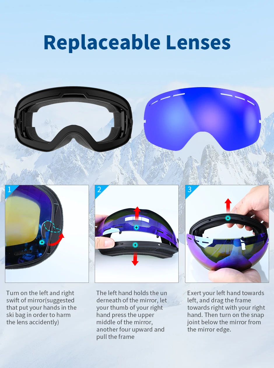 Double-Layer Anti-Fog Ski Goggles