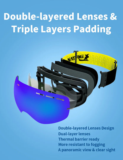 Double-Layer Anti-Fog Ski Goggles