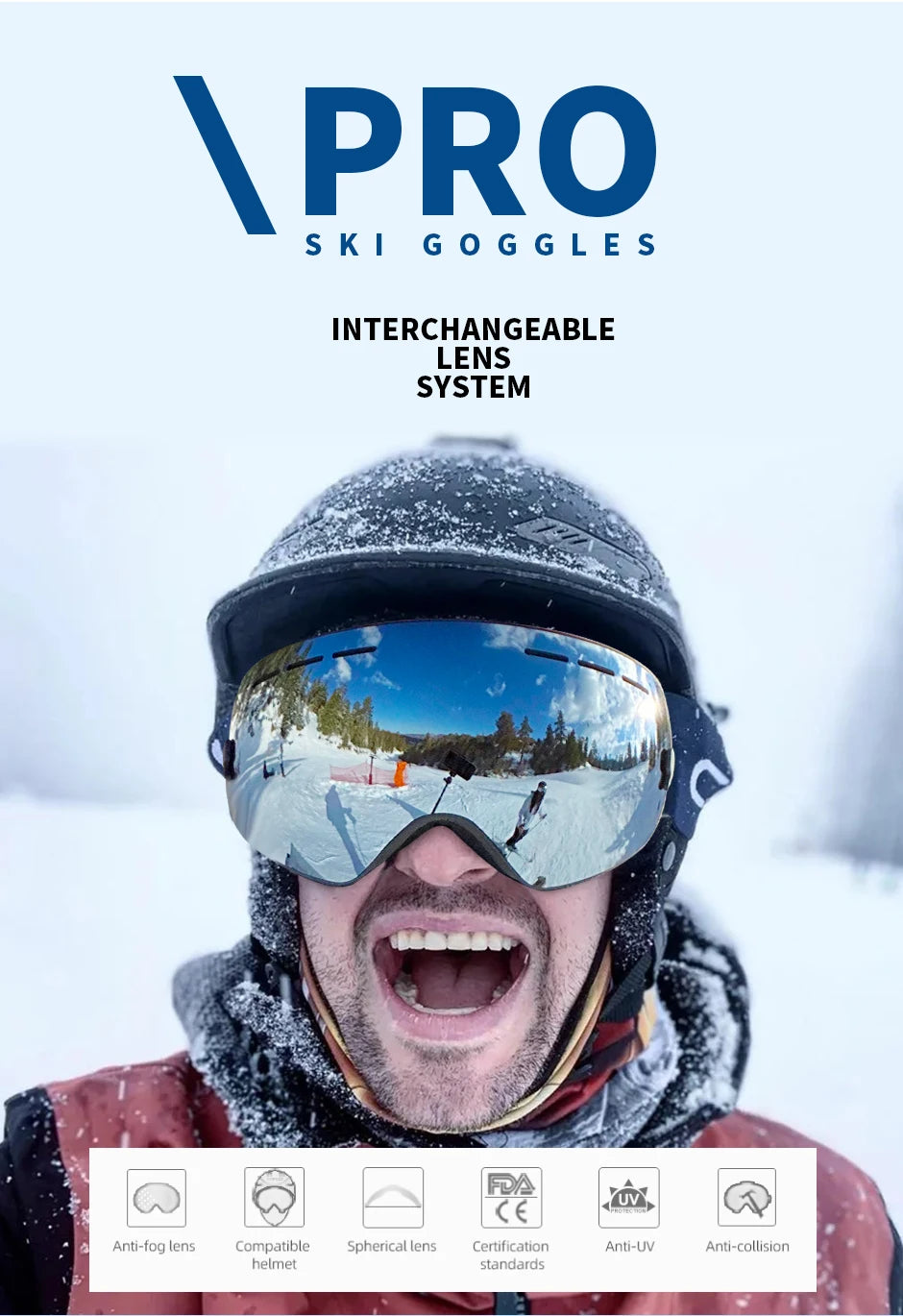 Double-Layer Anti-Fog Ski Goggles