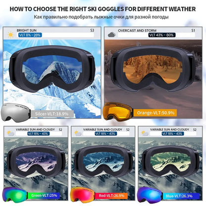 Double-Layer Anti-Fog Ski Goggles