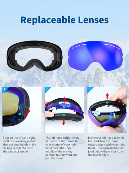 Double-Layer Anti-Fog Ski Goggles