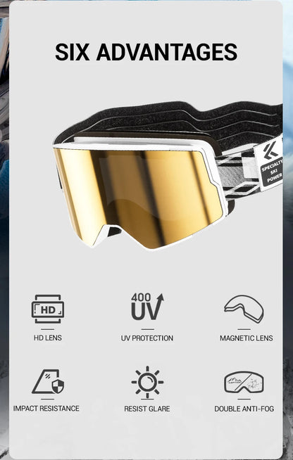 Double Layer Anti-Fog Ski Goggles